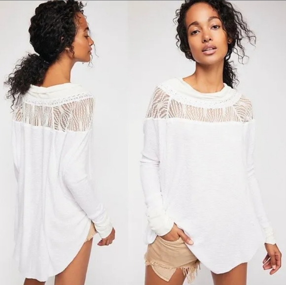 Free People Tops - Free People White Lace Detail Top